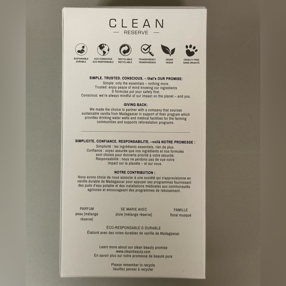 CLEAN RESERVE SKIN 3.4 OZ EAU DE PARFUM SPRAY (NEW IN BOX, NEVER USED) - Picture 3 of 3